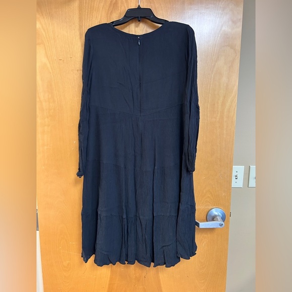 Loft Black Tiered Long-Sleeve Dress - Size Small Petite - Picture 3 of 3